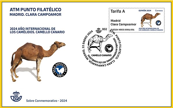 Sobre atm0001 de la serie ATM Punto Filatélico. 